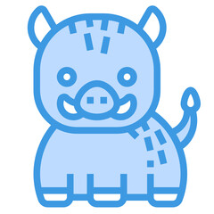 Boar blue line icon