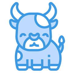 Cow blue line icon