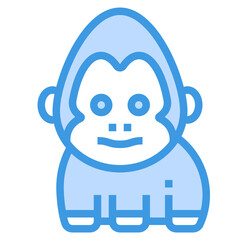 Gorilla blue line icon