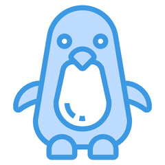 Penguin blue line icon