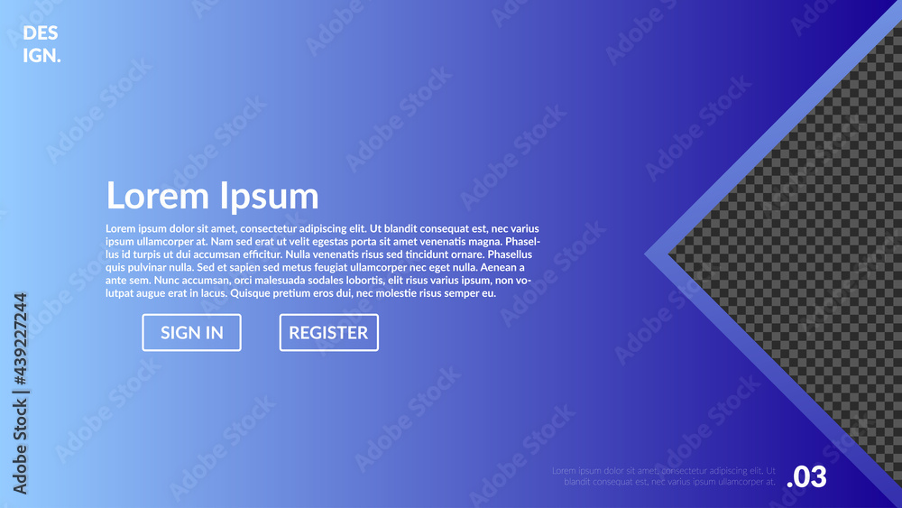 Poster abstract background professional gradient blue header with blank image space for web banner, present