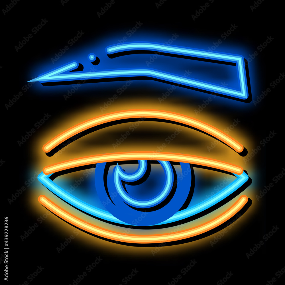 Sticker eyelid medical problem neon light sign vector. Glowing bright icon eyelid medical problem sign. transparent symbol illustration