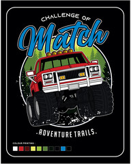 challenge off road, vector car illustration design graphic for printing