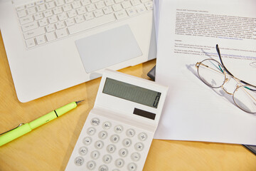 회계, 계산기, 노트북