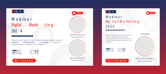 Marketing Strategies live webinar banner invitation and social media post template. Business webinar invitation design. Vector EPS