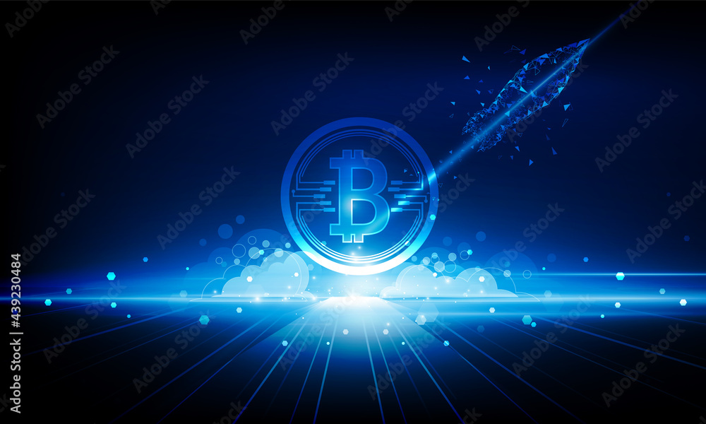 Poster abstract business start up launching product with rocket concept. light out technology background hi