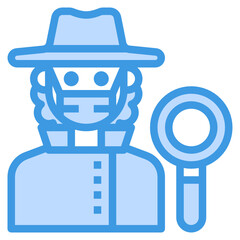 Detective blue line icon