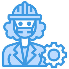 Engineer blue line icon