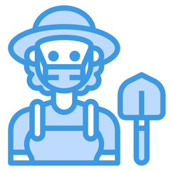 Farmer blue line icon