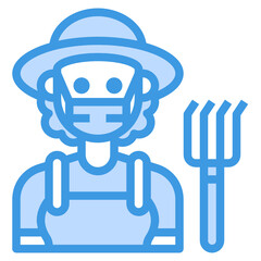 Farmer blue line icon