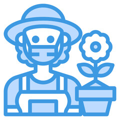 Gardener blue line icon