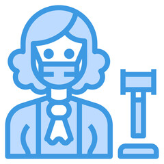 Judge blue line icon