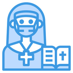 Nun blue line icon