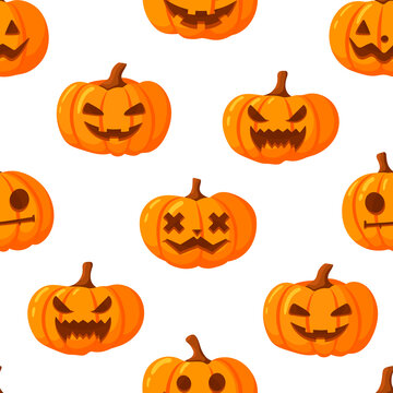 Halloween pumpkin pattern. cartoon style