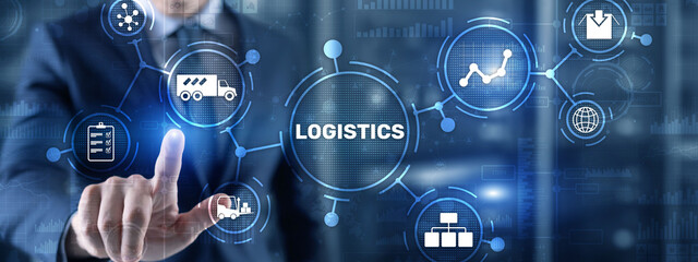 Logistic network distribution and transport concept. Goods delivery