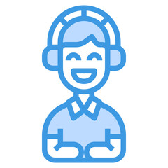 Headphone blue line icon