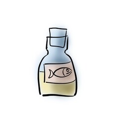 Fish oil in glass bottle