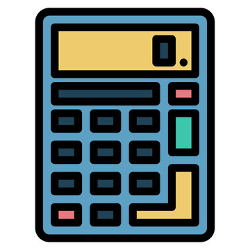 blue calculator with yellow display clip art preview