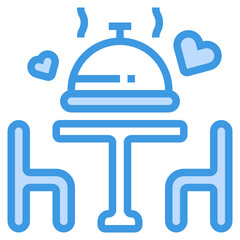 Dinner blue line icon