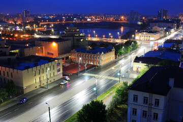 Fototapeta na wymiar Lights of the night city of Chelyabinsk