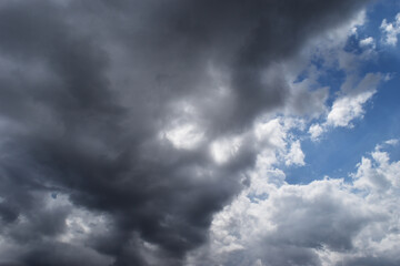Cumulonimbus cloud formations on tropical sky , Nimbus moving , Abstract background from natural phenomenon and gray clouds hunk , Thailand	