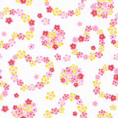 Seamless pattern of Japanese cherry blossom bouquet,