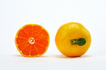 White background, fresh citrus, orange.