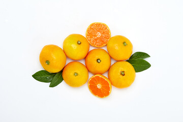White background, fresh citrus, orange.