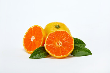 White background, fresh citrus, orange.