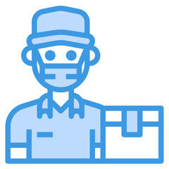 Delivery Man blue line icon
