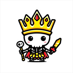 cute cartoon skeleton vector design being king