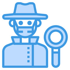 Detective blue line icon