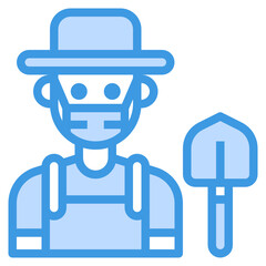 Farmer blue line icon