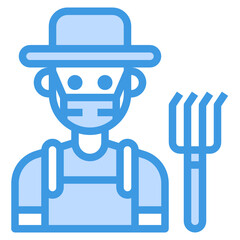 Farmer blue line icon