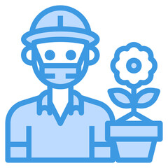 Gardener blue line icon
