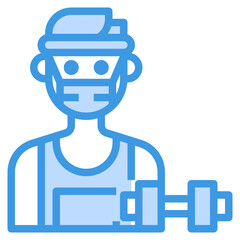 Trainer blue line icon