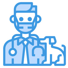 Veterinarian blue line icon