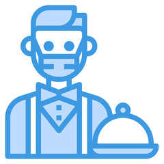 Waiter blue line icon