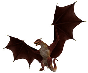 Landing Red Dragon Isolated on White Background 3d Rendering

