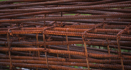 used and rusty steel bar  material for industrial background