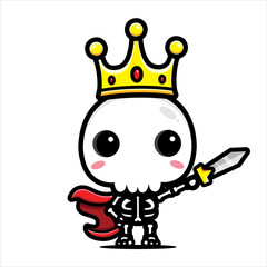 cute cartoon skeleton vector design being king