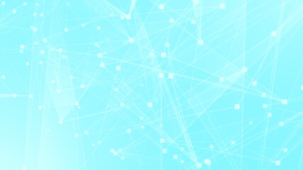 Abstract blue white polygon tech network with connect technology background. Abstract dots and lines texture background. 3d rendering.
