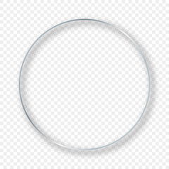 Silver glowing circle frame with shadow