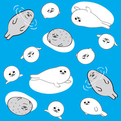 あざらし_パターン_Seals pattern_02
