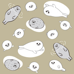 あざらし_パターン_Seals pattern_03