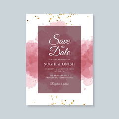 Wedding card template with watercolor splash