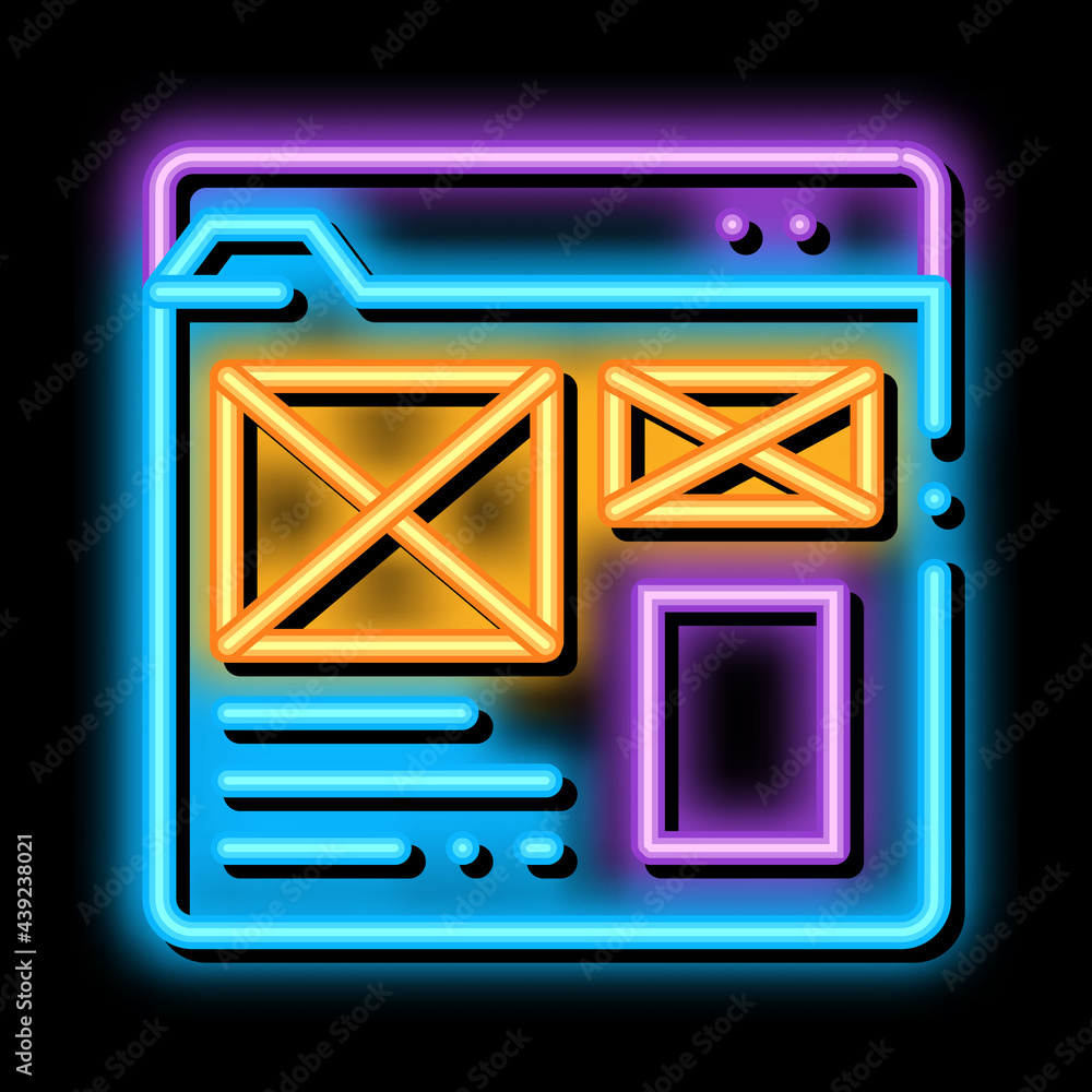 Poster front end web site style neon light sign vector. glowing bright icon front end web site style sign. 