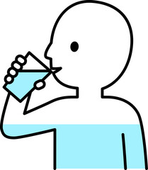 水を飲む人物の図