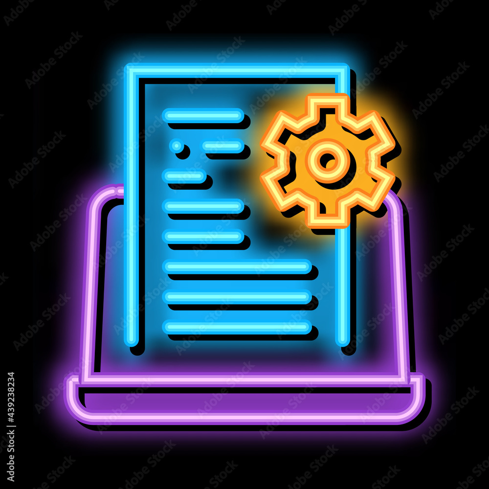 Poster front end technical tasks neon light sign vector. glowing bright icon front end technical tasks sign