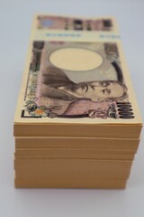 日本の一万円札の山